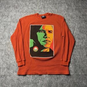 Obama First African American President Waffle Knit Long Sleeve Shirt L